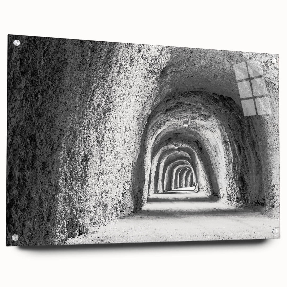 Large abstract wall art depicting a scenic Idaho landscape in muted earth tones, printed on acrylic glass.