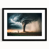 Extra large abstract art print depicting vibrant, colorful Kansas scenery on a textured canvas, framed in black.