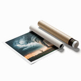 Extra large rolled print of a Kansas scenery with muted green and blue tones, ideal for classy bathroom wall art.