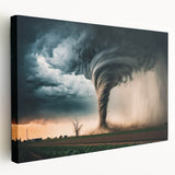 Large art print of Kansas scenery on stretched canvas, featuring muted earth tones, ideal for kitchen wall decor.