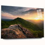 Large abstract wall art depicting a Kentucky landscape in muted earth tones on acrylic glass.