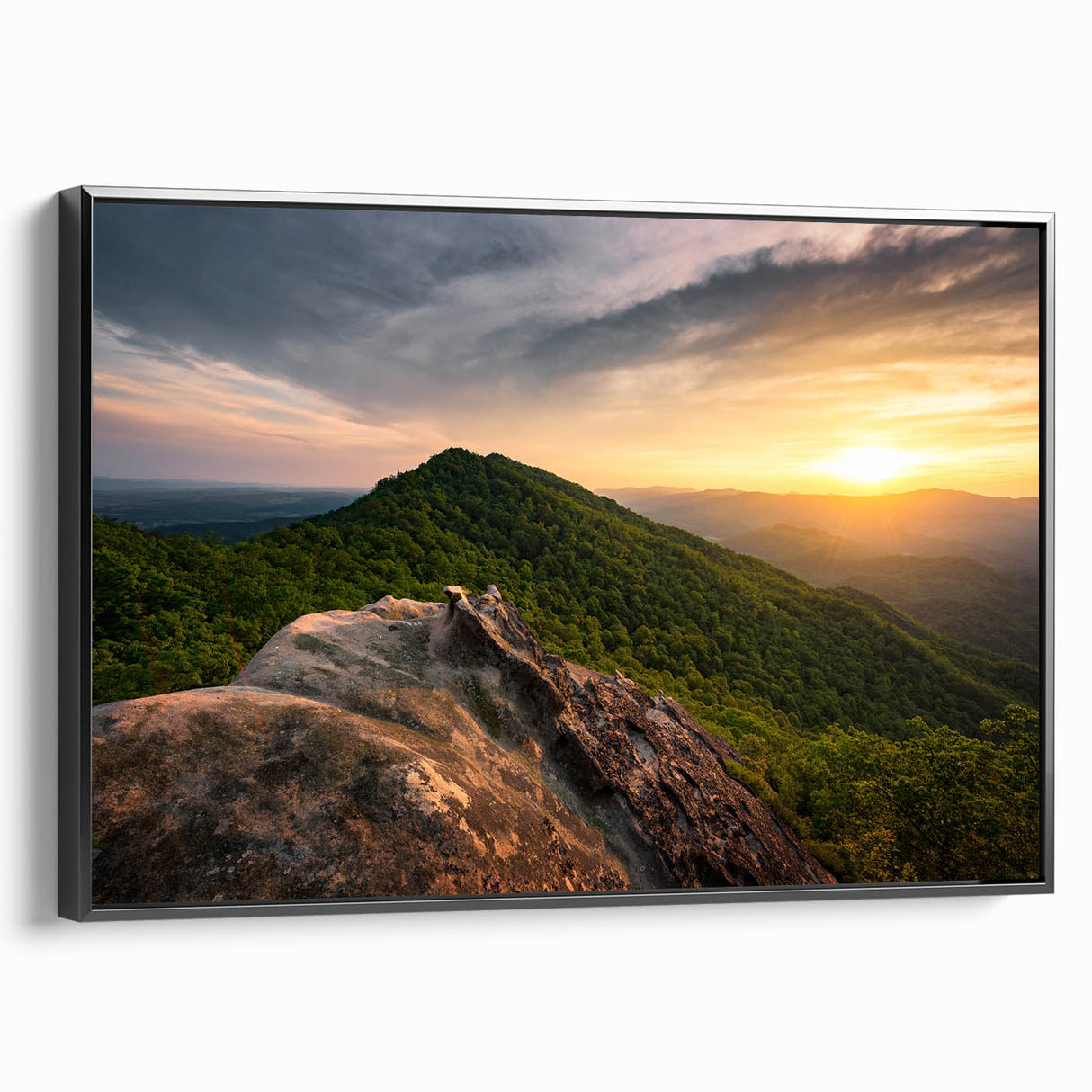 Black and white framed canvas featuring a vintage Kentucky landscape, ideal for bedroom decor.