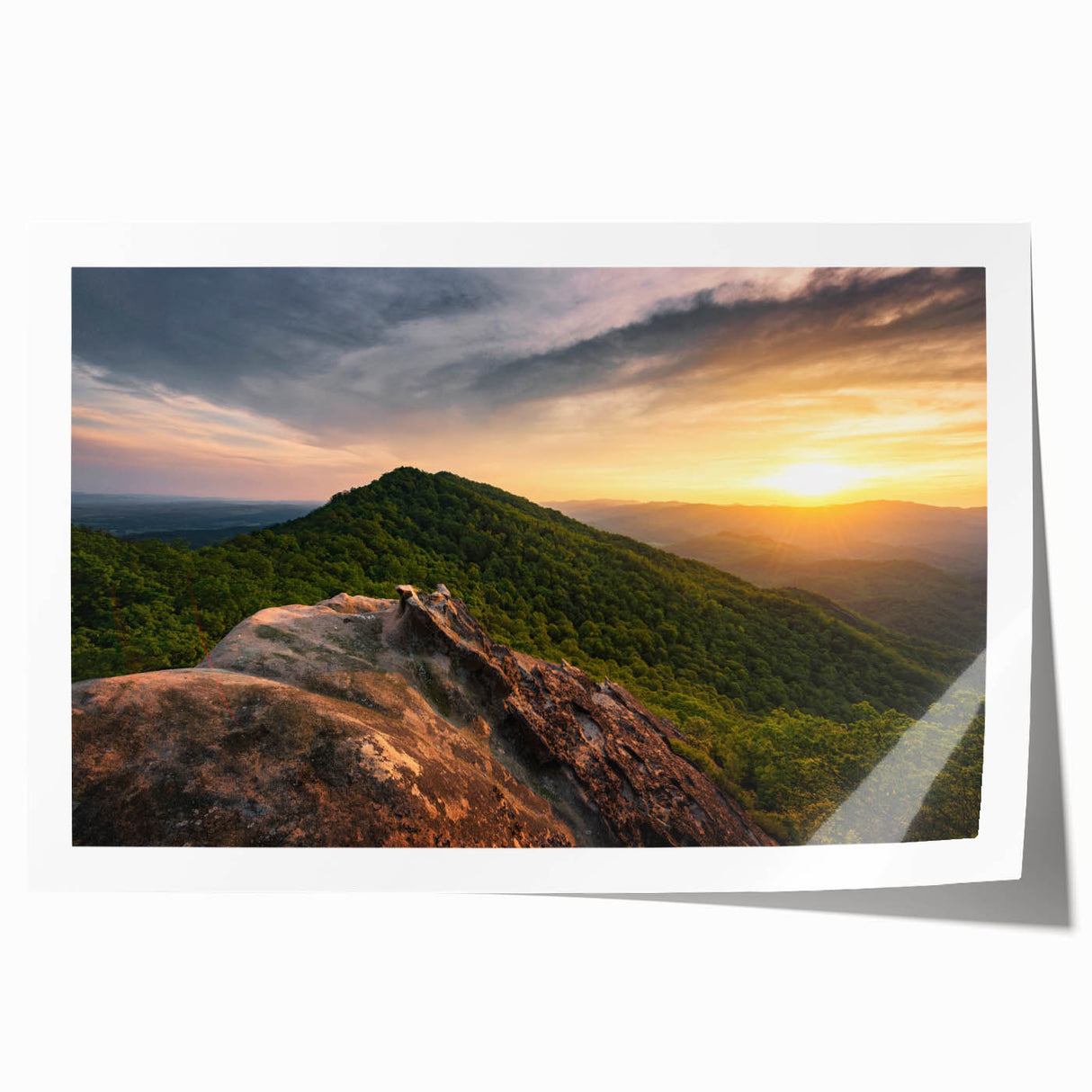 Extra large rolled print depicting a vibrant Kentucky landscape with rich green tones, ideal for art wall dining room.