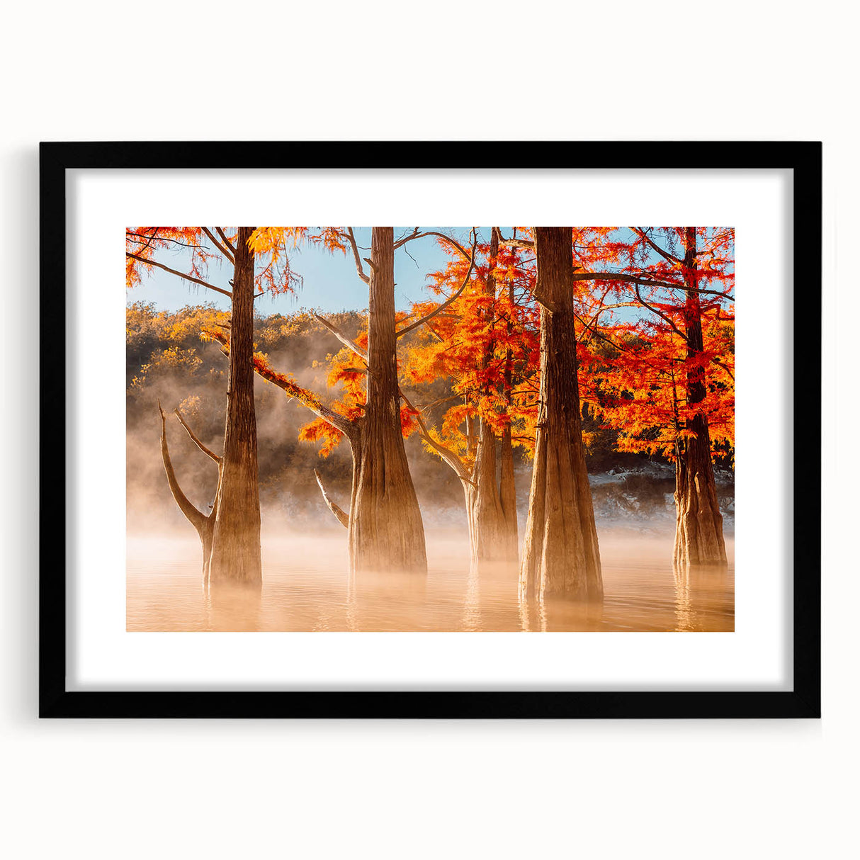 Abstract art print of a colorful Louisiana landscape on a large textured canvas, ideal for living room decor.