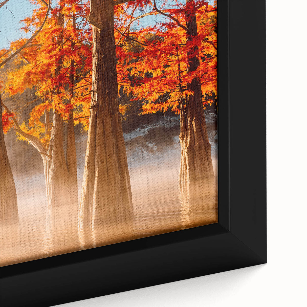Black wall art featuring a textured Louisiana scenery in vibrant colors on a large framed canvas.