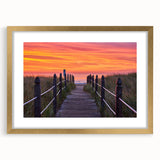 Extra large abstract art print of a textured Maine scenery in muted earth tones, framed in gold, ideal for living room decor.