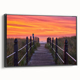 Black and white framed canvas depicting a serene Maine landscape, suitable for bedroom wall art.