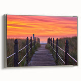 Vintage poster art of Maine scenery in colorful hues on extra large framed canvas, suitable for living room.