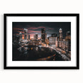 Abstract art print of Charlotte skyline featuring vibrant, colorful tones on a textured, large canvas.