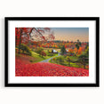 Abstract art print depicting vibrant, colorful Vermont scenery on a large, textured canvas, ideal for living room decor.
