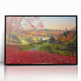 Large abstract wall art depicting Vermont scenery in muted earth tones on a framed acrylic.