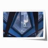 Extra large rolled print of Seattle skyline in muted gray and blue tones, ideal for dining room wall art.