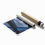 Extra large rolled print of Seattle skyline with soft pastel shades, ideal for classy bathroom wall art.