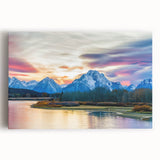 Black and white stretched canvas of the Grand Tetons, ideal for kitchen wall art.