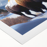 Art deco poster of Yellowstone scenery in muted earth tones on rolled canvas, suitable for dining room wall art.