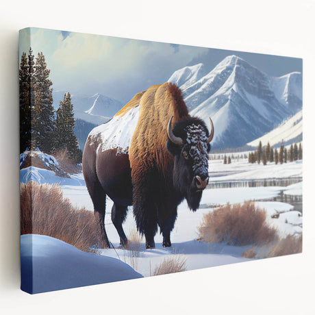 Yellowstone National Park landscape on large stretched canvas, featuring vivid green and blue tones.