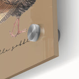 Large abstract wall art in warm autumn hues on acrylic glass, ideal for dining room ambiance.