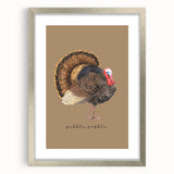 Textured abstract art print in warm fall colors on a framed silver mat, ideal for bedroom wall decor.