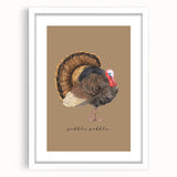 Abstract art print depicting autumnal trees in orange and red tones on a white framed canvas.