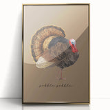 Large art print of a mid-century modernist autumn scene, framed in acrylic with gold tones, ideal for nursery wall decor.