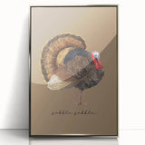 Mid-century modernist art depicting an autumn scene in muted orange and brown tones, framed acrylic.