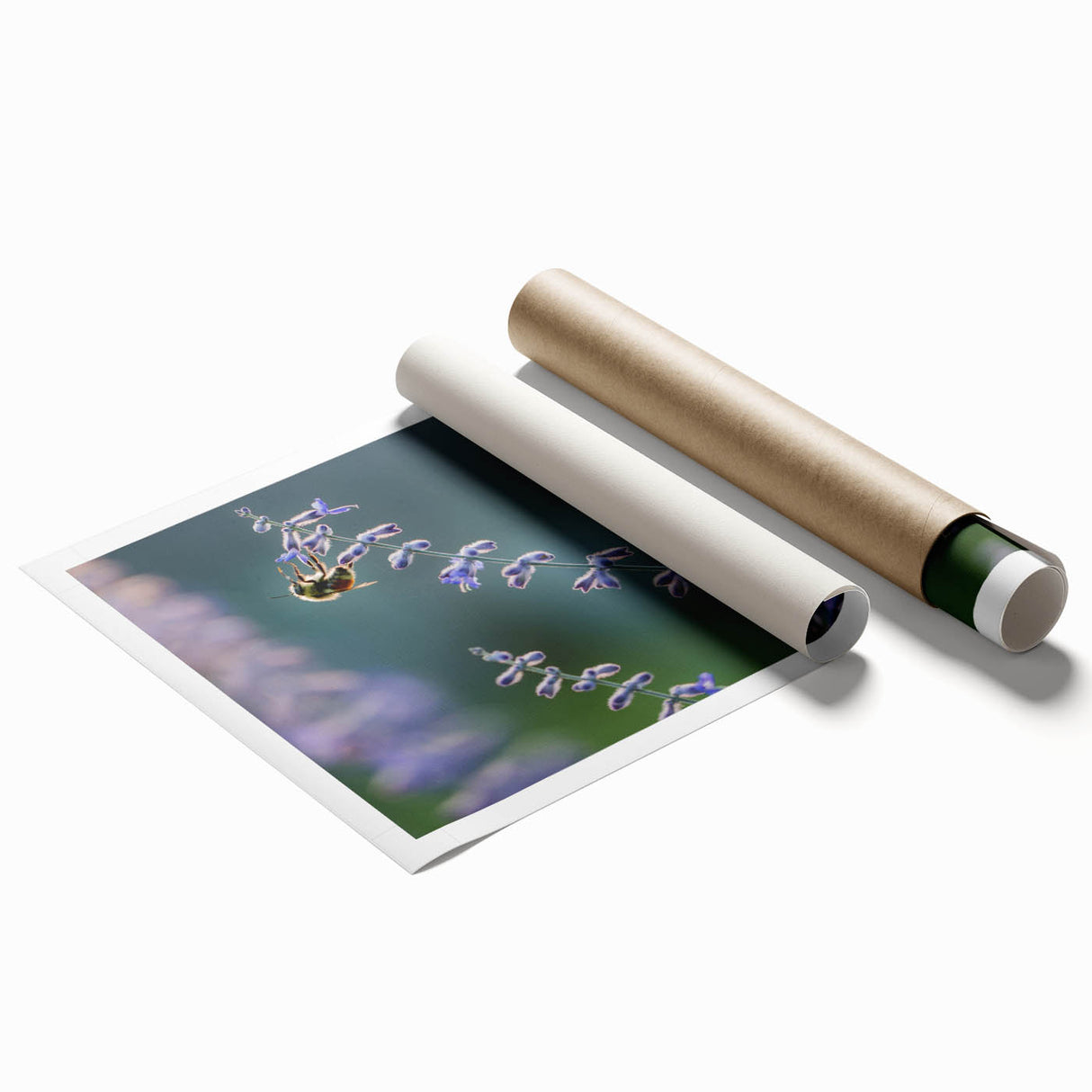 Spring-themed floral art on rolled print with pastel shades, ideal for classy bathroom wall art.