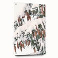 Large abstract wall art on acrylic glass depicting winter season in muted white and blue tones.