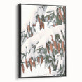 Framed canvas featuring a black and white winter landscape scene, ideal for bedroom wall art.
