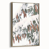 Framed canvas depicting a vintage winter landscape in muted gray and black tones, suitable for bedroom wall art.