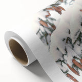 Art deco style poster depicting a serene winter scene in soft blue and white tones, ideal for nursery wall art.