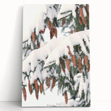 Winter scene in black and white on large stretched canvas, ideal for kitchen wall art or bedroom decor.
