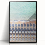 Large abstract wall art in vibrant colors on acrylic, framed in black, suited for modern living room decor.