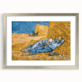 Extra large abstract art print with textured brush strokes in vibrant blue and yellow hues on a framed canvas.