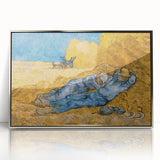 Large art print of a Van Gogh-inspired landscape in vibrant colors on a silver-framed acrylic.