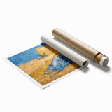 Extra large rolled print of Van Gogh-style floral art in vibrant colors.