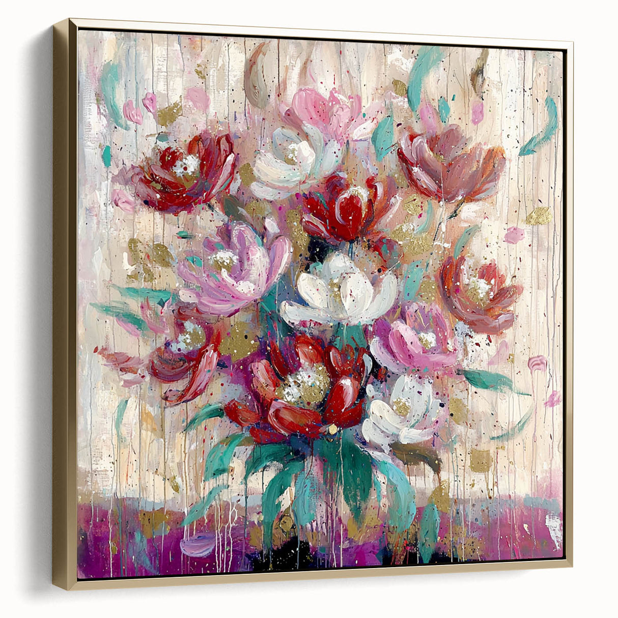 Floral Dining Room Wall Art - Elegant Modern Canvas Print