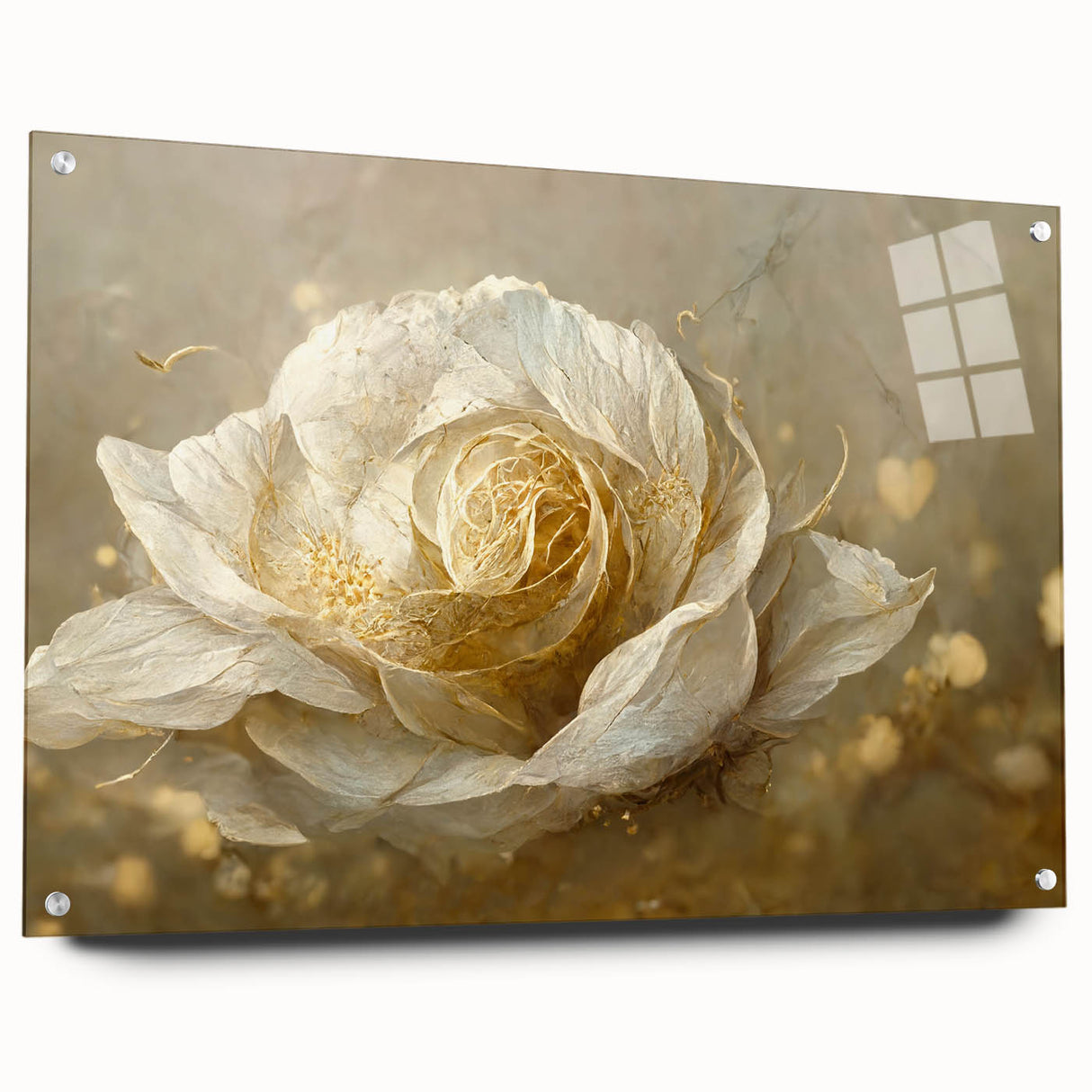 Golden Floral Living Room Wall Art – Elegant Canvas Print