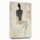 Abstract figurative acrylic artwork displayed in a glass frame, showcasing vibrant colors and intricate details, ideal for modern home decor.