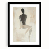 Abstract figurative frame with a matte black finish, showcasing a modern design. The front view highlights its sleek lines and artistic appeal, perfect for contemporary decor.