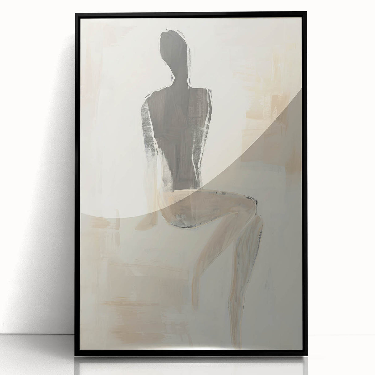 Framed acrylic artwork showcasing an abstract figurative design with bold black and vibrant colors, ideal for modern home decor and artistic expression.