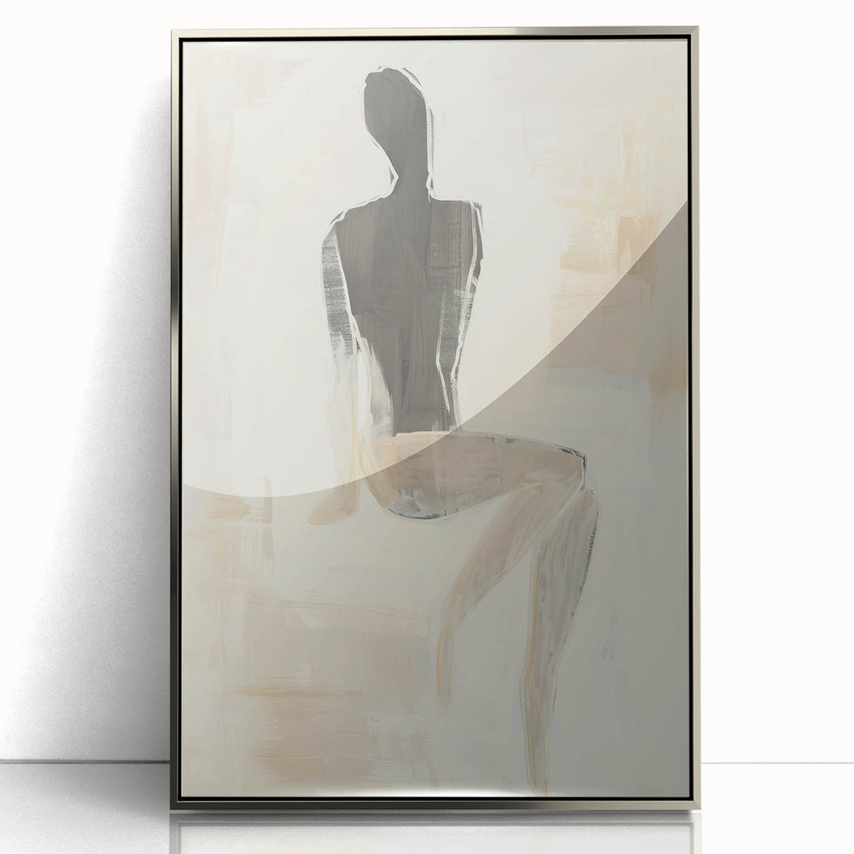 Abstract figurative wall art in a silver frame, showcasing vibrant colors and dynamic shapes, perfect for modern decor and artistic expression.