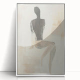 Framed acrylic artwork showcasing an abstract figurative design with vibrant colors, set against a white background, ideal for modern home decor.