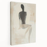 Abstract figurative stretched canvas artwork showcasing vibrant colors and dynamic shapes, side view highlighting depth and texture, perfect for modern decor.