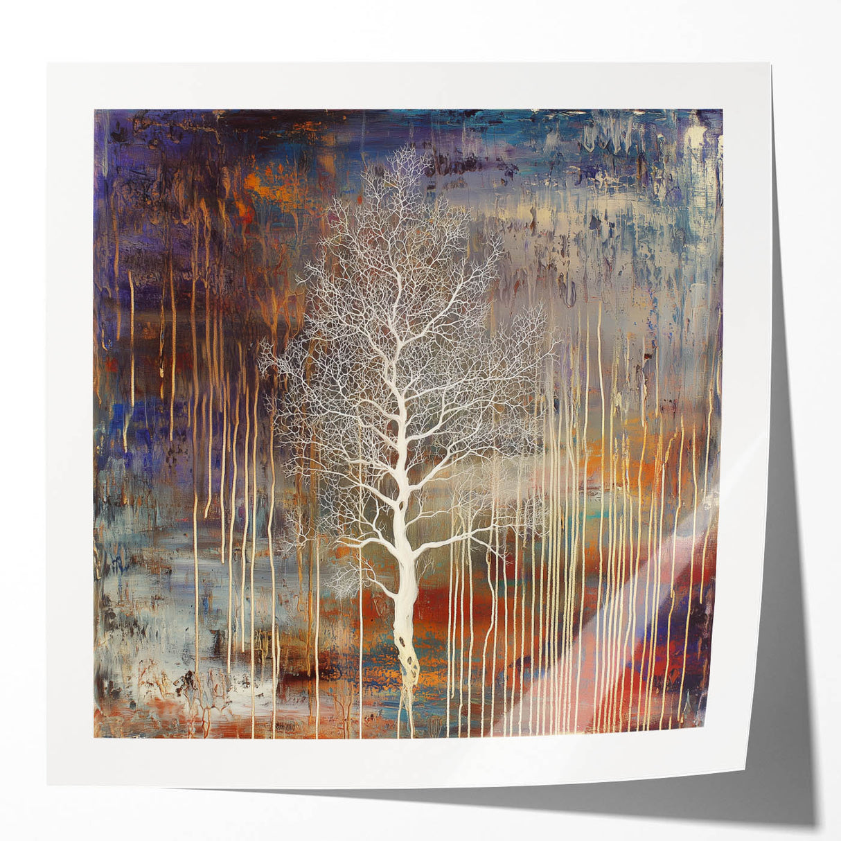 Abstract floral design print showcasing vibrant colors and intricate patterns, professionally finished on glossy paper to enhance visual appeal. Perfect for modern home decor and art enthusiasts seeking a touch of elegance.