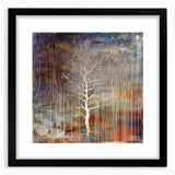 Abstract floral design framed in sleek black, showcasing vibrant colors and intricate patterns, perfect for modern home decor or art enthusiasts.