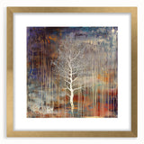 Elegant abstract floral frame with a gold mat, showcasing vibrant colors and intricate designs, perfect for enhancing home decor and artistic displays.