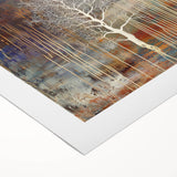 Abstract floral design rolled canvas art featuring a vibrant mix of blues, pinks, and greens, beautifully packaged in a protective cardboard tube for easy display.