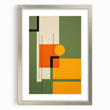 Abstract minimalist wall art in a sleek silver frame, showcasing a modern design with a white mat. Ideal for enhancing contemporary home décor and office spaces.