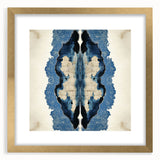 Modern Abstract Wall Art – Navy Blue & Beige Symmetrical Canvas