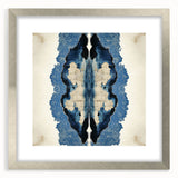 Modern Abstract Wall Art – Navy Blue & Beige Symmetrical Canvas